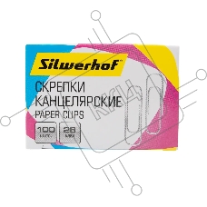 Скрепки Silwerhof 491029 металл 28мм (упак.:100шт) картонная коробка