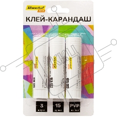 Клей-карандаш Silwerhof Daily 15гр ПВП блистер (упаковка:3шт)