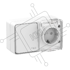 Блок ОП AtlasDesign Profi54 розетка 16А 250В с заземл. защ. шторки + 1-кл. выключатель 10А IP54 бел. SchE