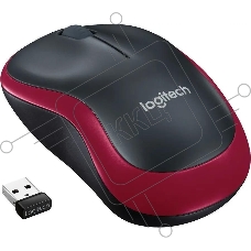 Мышь беспроводная Logitech M185, красный, 1000 dpi, радиоканал, USB, кнопки - 3