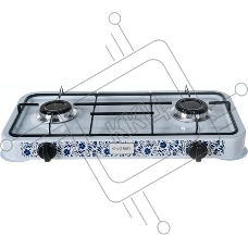 Плита настольная газовая Energy EN-002 белый, 6,4 кВт, газовая горелка, конфорки - 2, эмалированная сталь, поворотные переключатели