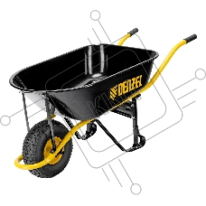 Тачка строительная Denzel усиленная, объем 130 л, 230 кг, колесо 15х6.00-6