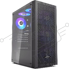 Корпус без блока питания PCCOOLER MA100 MESH BK, Mesh Mid Tower, черный, TG, 0.4 SPCC, 3x120мм ARGb ATX, mATX, mITX 160/310/180мм 2x2.5