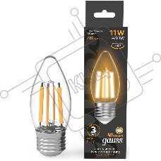 Лампа филам. Gauss Filament 11Вт цок.:E27 свеча св.свеч.бел.теп. (упак.:10шт) (103802111)