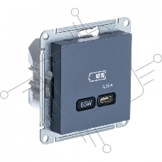 Розетка USB SE тип-C 65W высокоскор. заряд. QC, PD, мех. AtlasDesign грифель