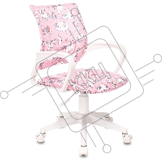 Кресло детское Бюрократ BUROKIDS 1 W розовый, единороги, крестовина пластик, пластик белый