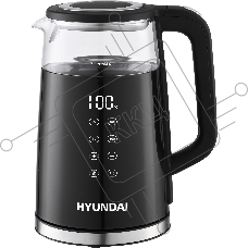 Чайник электрический Hyundai HYK-G6404 1.7л. 2200Вт черный/серебристый (корпус: стекло)