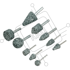 Набор шарошек Denzel абразивных для дрели (ПШМ), 63С, 10 шт.