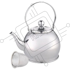 Чайник для плиты WEBBER BE-0597 из нерж.стали с ФИЛЬТРОМ из нерж. стали 1л,(24)