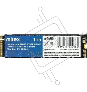 Твердотельный диск 1TB Mirex, M.2 2280, PCI-E 3x4, [R/W - 2100/1500 MB/s] TLC