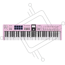 Клавиатура MIDI 231535 Arturia KeyLab Essential 61 mk3 Rose Quartz 61 клавиша, LCD дисплей, 9 энкодеров, 8 пэдов, 9 фейдеров, 12 кнопок управления, колеса высоты тона и модуляции, 1/4