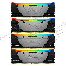 Оперативная память Kingston Fury Renegade, DDR4, 64GB (4x16GB), 3600MHz, CL16, DIMM, с радиатором, RGB, серебристый/черный