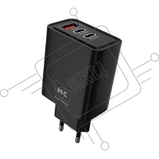 Зарядное устройство MORE CHOICE (4620202555625) NC90 1USB+2Type-C 3.0A PD 45W, черный Зарядное устройство MORE CHOICE (4620202555625) NC90 1USB+2Type-C 3.0A PD 45W, черный