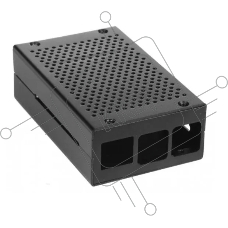 Корпус перфорированный Qumo,  Aluminum Case, Raspberry Pi 4B, black(RS026)