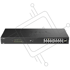 Коммутатор D-Link DGS-1018P/B1A, 16×1 Гбит/с + 2×1 Гбит/с SFP, неуправляемый