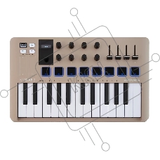 MIDI клавиатура 231508 Arturia MiniLAB 3 Champagne 25 клавиш, 8 энкодеров, 8 RGb пэдов, 8 фейдеров, дисплей, сенсорные регуляторы Pitch/Modulation, MIDI-выход, 1/4