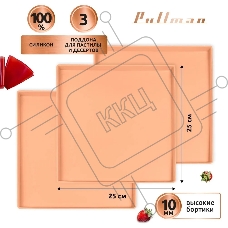 Поддон для пастилы Pullman PL-Q25-3 силикон квадратный универс.3шт в комплекте 25х25х1см, персиковый