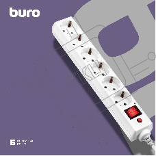 Сетевой фильтр Buro 600SH-16-1.8-W 1.8м (6 розеток) белый (коробка)