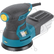 Шлифмашина эксцентриковая FIT OS-350, 350 Вт, 3000-13000 об/мин, 125 мм, 1,5 кг, липучка, пластик. контейнер, коробка