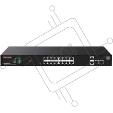 Коммутатор IP-COM G2220P-16-250W, 16×1 Гбит/с PoE + 2×1 Гбит/с + 2×1 Гбит/с SFP, управляемый