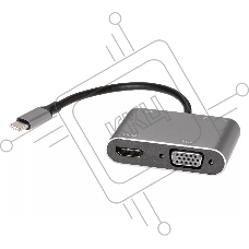 Адаптер USB Type-Cm-->VGA, HDMI 4k*30Hz, USB3.0, PD, Audio,iOpen (Aopen/Qust/VCOM)<ACU4511>