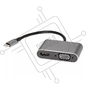 Адаптер USB Type-Cm-->VGA, HDMI 4k*30Hz, USB3.0, PD, Audio,iOpen (Aopen/Qust/VCOM)<ACU4511>