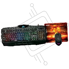 Игровой набор Qumo Wartime K51/M67, кл-ра проводная, 104+10 клавиш, подсветка RGB, мышь проводная, оптическая, RGB running, 1200/1600/2400/3200 dpi