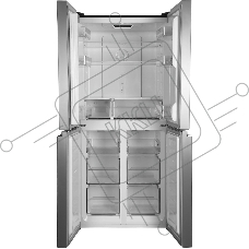 Холодильник Kraft TNC-NF702ICB черное стекло трехкамерный 302/149л морозилка сбоку, No Frost, Side by Side