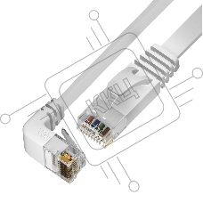 Патч-корд GCR PROF UTP медь кат.6, верхний угол, ethernet high speed 10 Гбит/с, RJ45, T568B, плоский 15.0m, белый