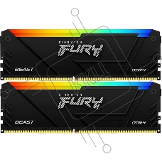 Оперативная память Kingston Fury Beast, DDR4, 64GB (2x32GB), 3600MHz, CL18, DIMM, с радиаторами, RGB, черный