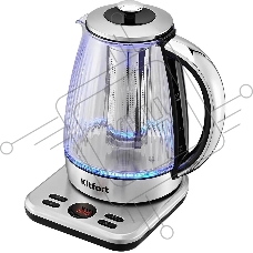 Чайник электрический Kitfort КТ-6711 1.7л. 2200Вт серебристый/черный корпус: пластик/стекло