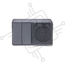 Блок ОП AtlasDesign Profi54 розетка 16А 250В с заземл. защ. шторки + 2-кл. выключатель 10А IP54 антрацит SchE