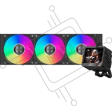 Система жидкостного охлаждения Water Cooling System PCCooler GT360 ARGB Display BK (310W, 360мм, LED temp., Black, ARGB/ Fans: 3x120мм, 99CFM, 41.5dBA, 3000RPM/ Pump height 85мм, 15dBA, 2600RPM, Rad thickness 27мм/ S: 1851, 1700, 1200, 115X, AM5, AM4)