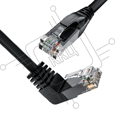 Патч-корд GCR UTP кат.6, верхний угол, литой, ethernet high speed, RJ45, T568B, 2.0m, черный