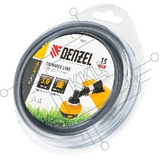 Леска для триммера Denzel армированная алюминием квадратная, 3,0мм х 15м, блистер ALUFLEX