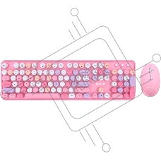 Комплект клавиатура+мышь AULA AC306 беспроводной, USB, 1600 DPI, розовый