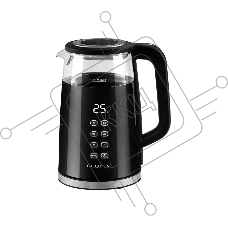 Чайник электрический Galaxy Line GL 0342, черный, стекло, 2200 Вт, 1,7 л, LED-дисплей, сенсорная панель управления