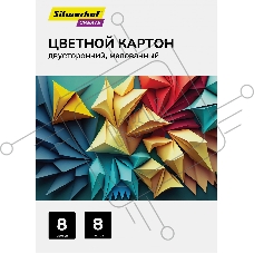 Картон цветной Silwerhof двусторонный мелованный, 8л. 8цв. A4 CREATE папка