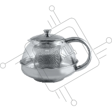 Чайник заварочный MALLONY Menta-600 из нержавеющей стали и жаропрочного стекла, 0,6 л