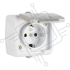 Розетка EKF Мурманск EFR16-029-30-54 1-местная 16А с заземлением с крышкой IP54 серый с защитными шторками