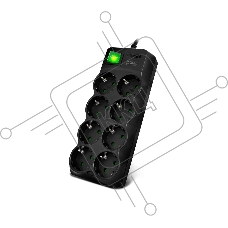 Сетевой фильтр SVEN SF-08E-16 (1,8 м 8 розеток с защитными шторками,16А) черный, цветная коробка