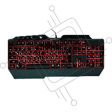 Проводная игровая клавиатура Gembird KB-G450L, полноразмерная, 104кл+4доп, 12Fn, подсветка 3 цвета, подставка для тел, 1.5м, черная