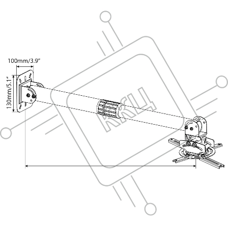 Кронштейн для проектора Cactus CS-VM-PR16L-AL серебристый макс.13.6кг настенный и потолочный поворот и наклон