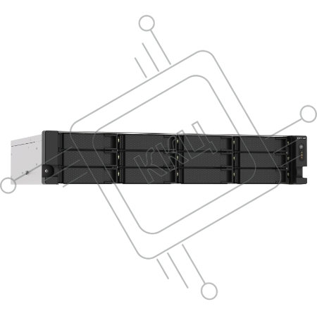 Сетевое хранилище без дисков SMB QNAP TS-1273AU-RP-8G NAS 12 HDD trays, 2x 2.5 GbE, rackmount, 2 PSU. 4-core AMD V1500B  2,2 GHz , RAM 8 GB (8 GB UDIMM DDR4 (1 x 8 GB) up to 32 GB (2 x 16 GB)). W/o rail kit RAIL-B02