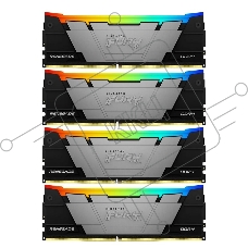 Оперативная память Kingston Fury Renegade, DDR4, 128GB (4x32GB), 3600MHz, CL18, DIMM, радиатор, RGB, чёрный/серебристый