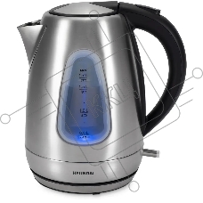 Чайник электрический Hyundai HYK-S7407 1.7л. 2200Вт серебристый матовый/черный (корпус: нержавеющая сталь)