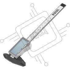 Штангенциркуль пластиковый Denzel 150 мм, электронный, большой дисплей, с глубиномером