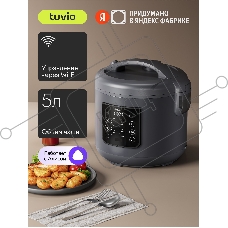 Мультиварка Tuvio TMC02B5S, 5л с управлением со смартфона и 16 автоматическими программами, серая