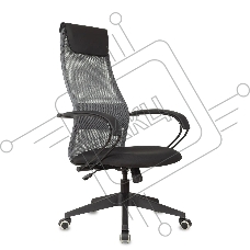 Кресло руководителя Бюрократ CH-607 TW-04 Neo Black темно-серый, сиденье черный, сетка/ткань с подголов. крестов. пластик