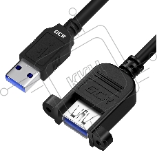 Удлинитель GCR 2.0m USB 3.0, AM/AF крепление под винт, черный, GCR-53902
